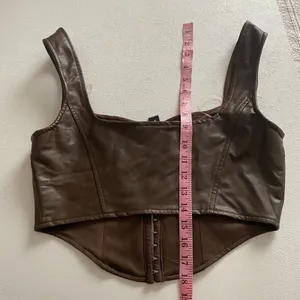 Windsor Brown Faux Leather Corset Top Size L Bustier Hook Front Structured Crop thumbnail 7