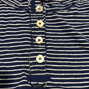Free People Women’s Medium Striped Blue White Linen Button Oversized Top Shirt thumbnail 6