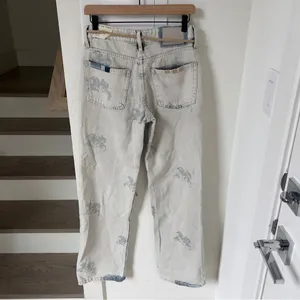 NWT Free People We The Free Geranium Slouchy Straight Jeans Patchwork Fields Fog thumbnail 5