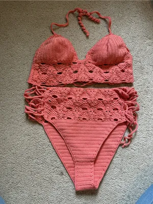 La Knitteria hand knit bikini set coral thumbnail 2