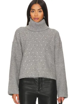 NWT Steve Madden Rhinestoned Astro Sweater Oversized Turtle Neck‎ Knit Sweater thumbnail 1