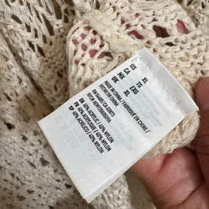 American Eagle Ivory Boho Grunge Knit Crochet Long Cardigan Duster XL thumbnail 7
