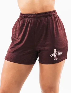 Alphalete Signature Mesh Shorts 4” Maroon Small thumbnail 1