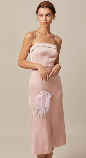 RIHOAS The Pink Bodycon Satin Cami Midi Dress XS thumbnail 3