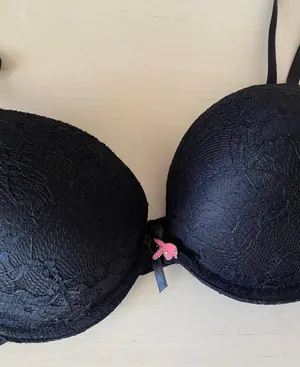 Playboy Y2k vintage Intimates black lace bra with pink bunny charm thumbnail 7