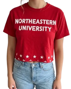 Comfort Colors Northeastern University Red Crop Top Tshirt Collegiate S Huskies Boston thumbnail 1