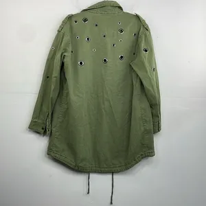 ZARA Oversized Rivet Roll Sleeve Utility Jacket Size X Small Green thumbnail 10