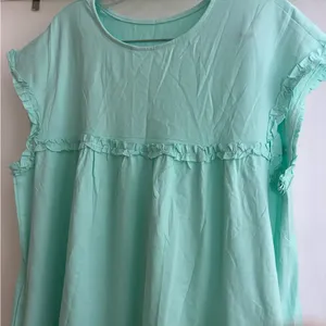 Ruffle Neck Short Sleeve Dress with Pockets Green Size M thumbnail 5