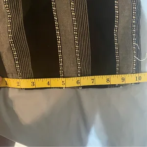 Topshop black gray striped wide leg trousers paperbag pants tie waist size small thumbnail 11