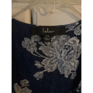 Lulus‎ Navy Blue Floral Maxi Wrap Dress Short Sleeve V-Neck Rayon XS thumbnail 4
