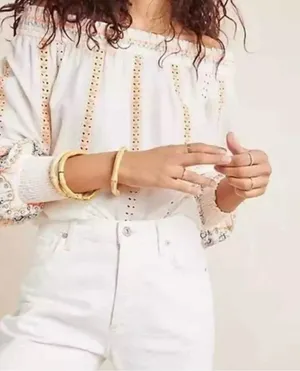 Vineet Bahl Nora Off-Shoulder Top with Embroidered Details thumbnail 1
