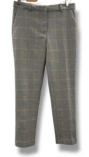 H&M Dress Pants Women's Size 8 Houndstooth Plaid‎ Mid Rise Black Gray White Tan thumbnail 1