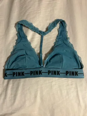 PINK Victoria's Secret Teal Lace Triangle Bralette Size L thumbnail 2