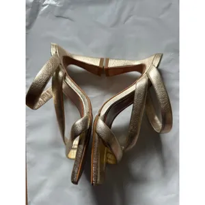 Angel Alarcon Metallic Gold Leather Square Toe Strappy Block Heel Sandals 36 thumbnail 4