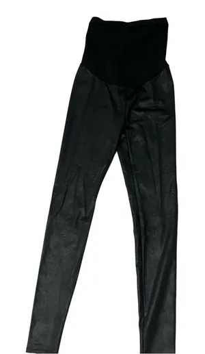 Kohl's Black Faux Leather Maternity Leggings with High Waist Panel thumbnail 1
