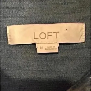 Ann Taylor LOFT Women's M Blue Denim Long Sleeve Tunic‎ Dress Short Side Pockets thumbnail 3
