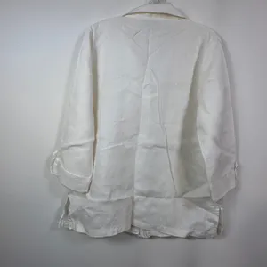 Hot Cotton by‎ Marc Ware White Linen Button Down 3/4 Roll Tab Sleeve Shirt M thumbnail 2