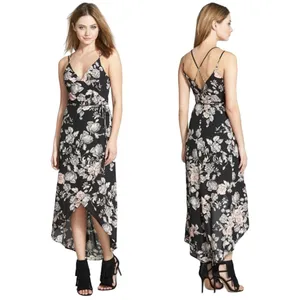 ASTR the Label Womens Black Floral High-Low Wrap‎ Dress ADR93361 XS thumbnail 2