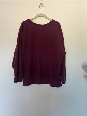 EUC PINK Embroidered Pullover Sweatshirt - Deep Wine sz L thumbnail 4