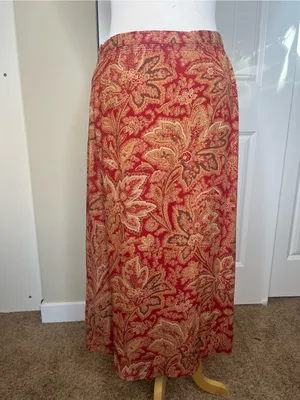 Vintage Y2K Laura Ashley Red Paisley Floral Maxi Skirt Womens Size 8 Bohemian thumbnail 3