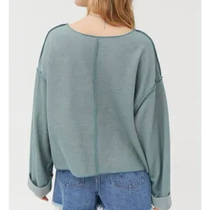 Urban Outfitters Jax turquoise inside out cropped notch neck sweater small thumbnail 2