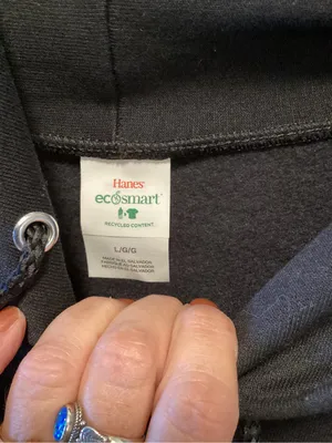 Hanes Black Hoodie with EcoSmart Label thumbnail 3
