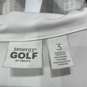 Chico's Zenergy Polo Top Golf Pickleball UPF 50 Peach White Stripe 3 XL thumbnail 2