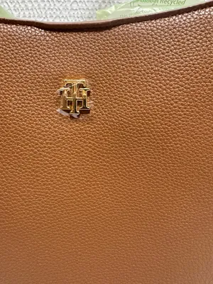 Tommy Hilfiger Women's Brown Leather Shoulder Bag with Gold Logo Accent thumbnail 2
