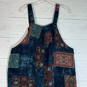 Himosyber Patchwork Jumpsuit Loose Floral Print Bohemian Wide Leg Overall 2XL thumbnail 10