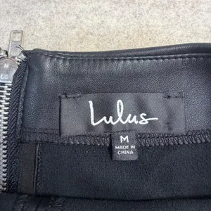 Lulus Black Vegan Faux Leather Mini‎ Skirt Exposed Zipper Size M Bikercore thumbnail 3
