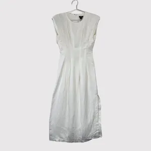 NWT Karen Millen Maxi Dress White Linen Pintuck A Line Quiet Luxury 4 Petite thumbnail 2