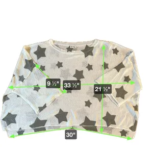 POL Women's Size S Gray/Green Star Pattern Pullover Sweater Polyester‎ thumbnail 6