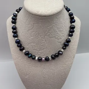 Black Pearl Necklace with Sterling 925 Accent thumbnail 1