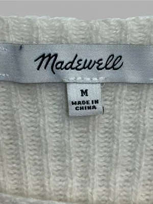 Madewell Wool Cashmere Scoop Neck Ribbed Sweater Ivory Size M AS IS thumbnail 7