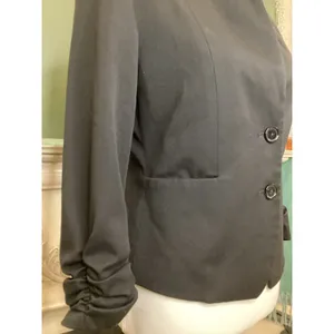 Express Black Ruched‎ Sleeve Blazer Jacket Women's Size 8 thumbnail 2