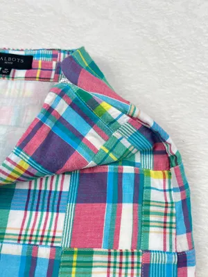 Talbots Petite Madras Patchwork Plaid A-Line Skirt Multicolor Cotton 4P thumbnail 3