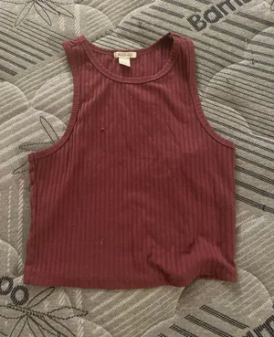 Bozzolo Large  Maroon Ribbed Cropped Tank thumbnail 1