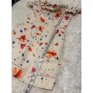 Saylor Darla Floral Off Shoulder Linen Mini Dress in Cream Medium thumbnail 8
