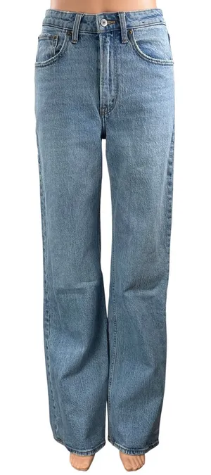Abercrombie & Fitch The 90s Relaxed High Rise Blue Straight Denim Jeans Size 26 thumbnail 1