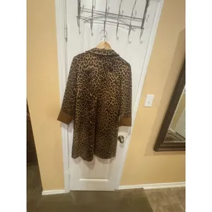 Zara Join Life Leopard Print Faux Leather Overcoat M Open Front Lined Pockets thumbnail 9