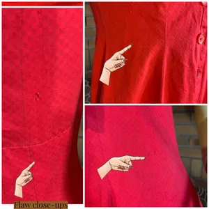 Vintage 1950'S Handmade Square Pattern Red Cotton Day Dress (S) thumbnail 11