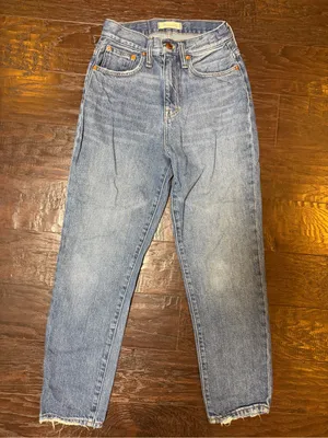 Madewell The Momjean High Rise Straight Leg Jeans Size 23 Raw Hem thumbnail 2