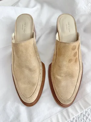 Rag and Bone Weiss heel Slipon mule in dune suede color thumbnail 2
