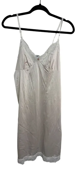 Vintage Style Satin Slip Dress Lace‎ Trim Cream Romantic Coquette Small thumbnail 1