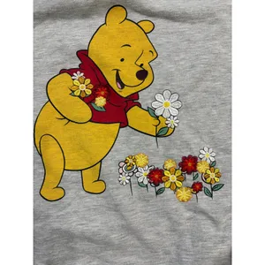 Disney Winnie The Pooh Sweatshirt Medium NWT Gray Crewneck Floral thumbnail 7