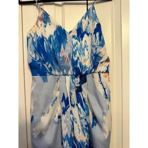 Chelsea28 Midi Dress Abstract Blue Faux Wrap Tulip Skirt 4 Wedding‎ Guest thumbnail 4