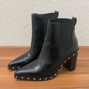 CHARLES by Charles David Dodger Black Pointy Studded Chunky Chelsea Booties 6.5 thumbnail 1