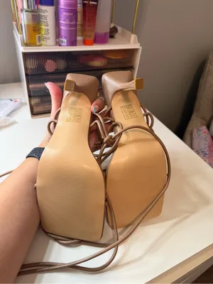 Public desire nude lace up heels thumbnail 2