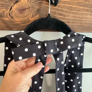 Zara Polka Dot Cape Skirt Halter Mini Dress Black White Deep V-Neck Small thumbnail 3