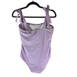 Shein One Piece Swimsuit Square Neck Tie Straps Removable Cups Purple L thumbnail 2